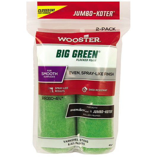 Wooster Jumbo-Koter Big Green 4-1/2" Mini-Roller Cover, 2-Pack
