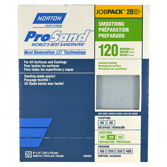 Norton 9" X 11" ProSand Sanding Sheet 120-Grit, 20-Pack